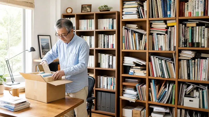 不用品を分類して整理している様子