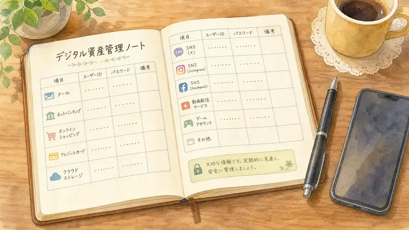 デジタル資産の棚卸しリストのイメージ