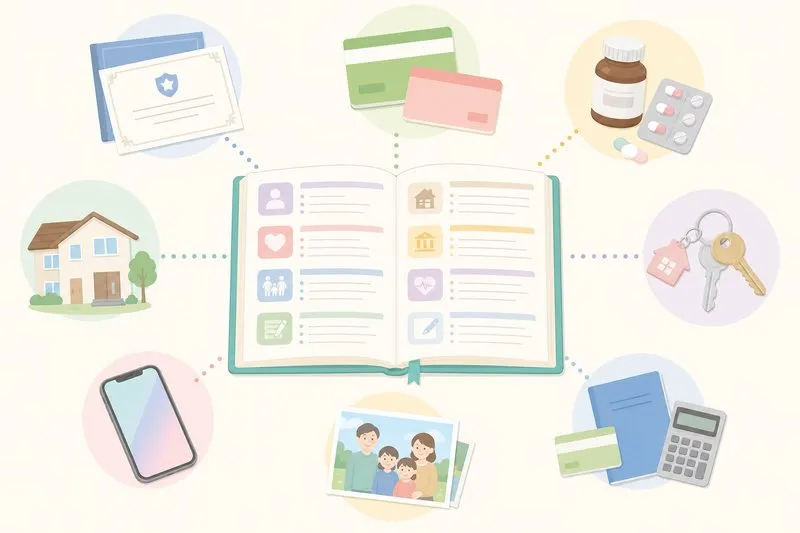 エンディングノートの11項目を示すイラスト