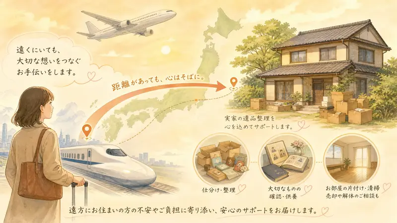遠方からの遺品整理の進め方｜立ち会いなしで依頼する方法と費用を徹底解説