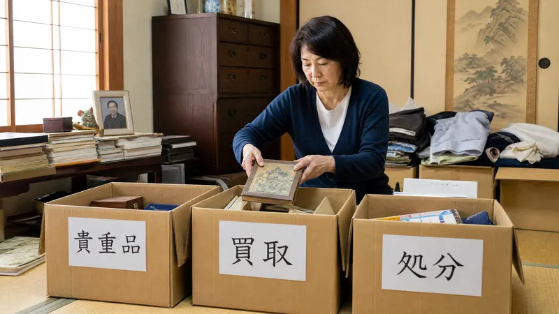 遺品の仕分け作業のイメージ