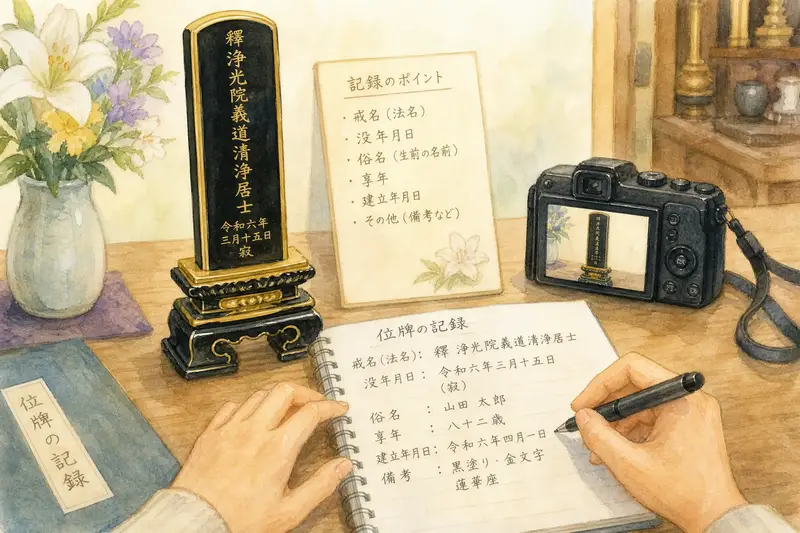 位牌の記録を取るイメージ