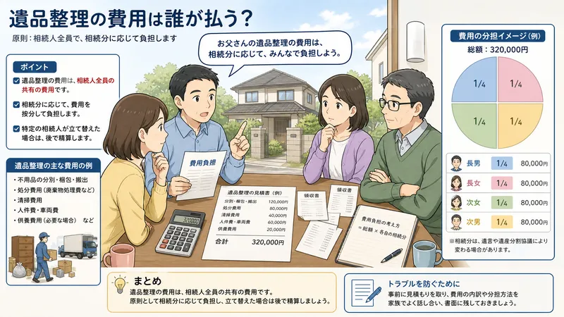 遺品整理費用は誰が払う？兄弟間の費用分担ルールと相続税控除の真実