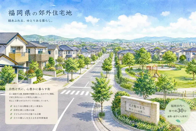 福岡県北西部の住宅地の風景