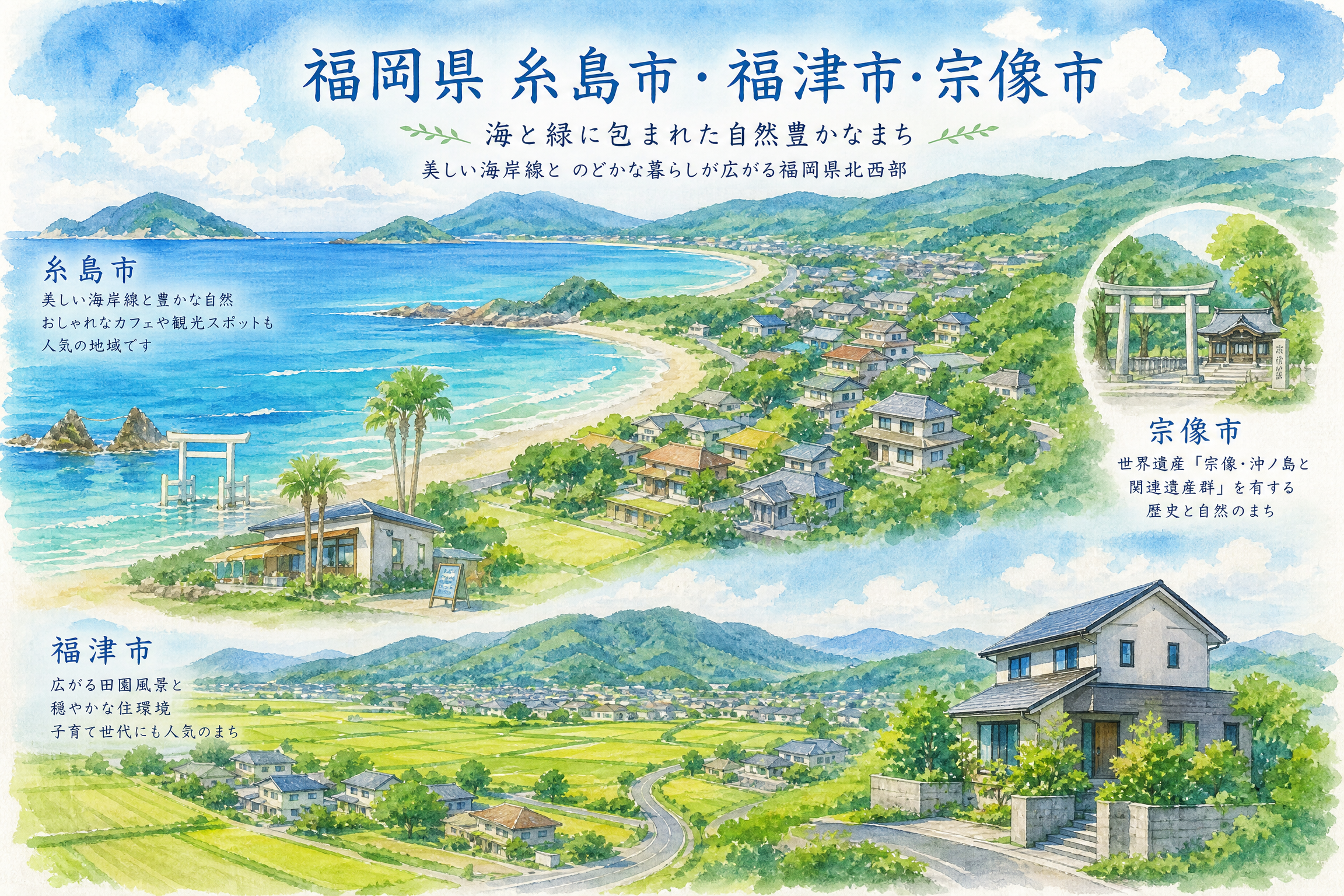 糸島市・福津市・宗像市の風景イメージ