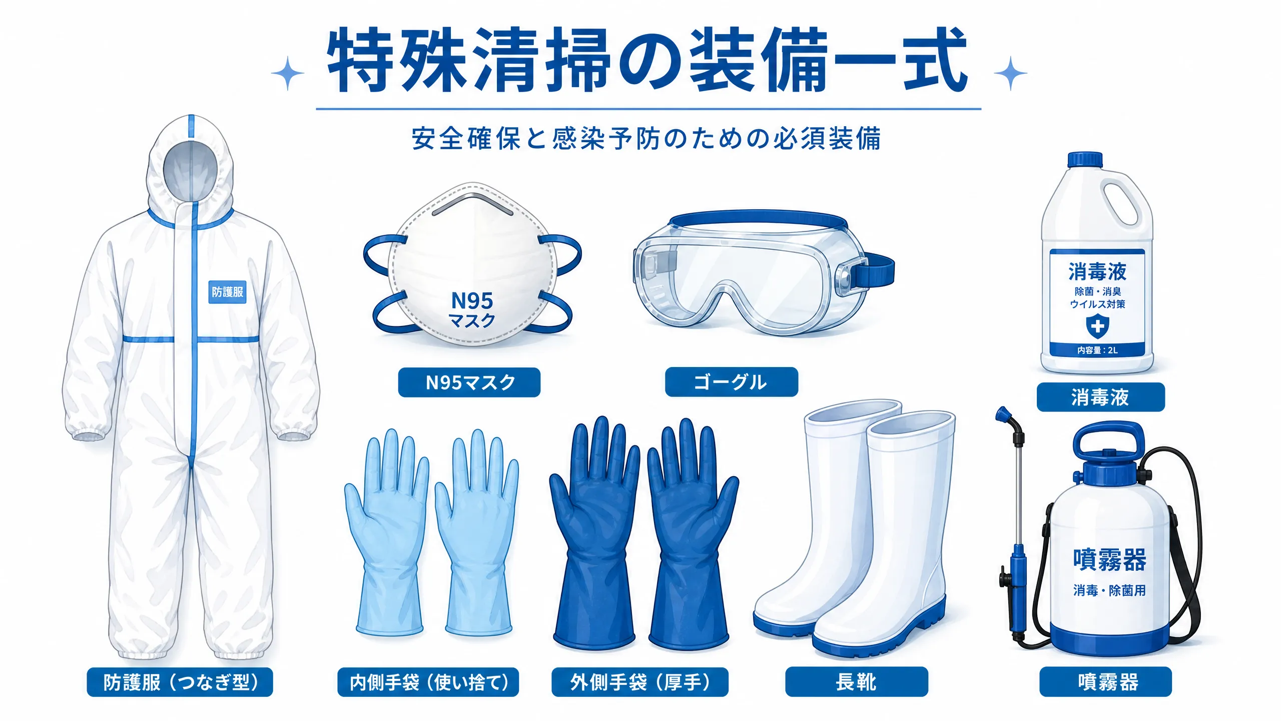 特殊清掃の防護具装備のイメージ