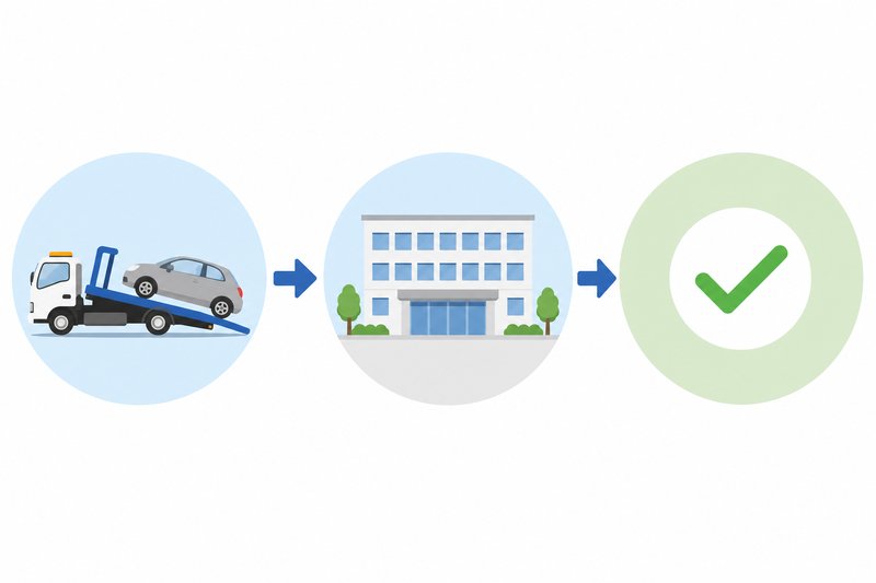 廃車手続きの流れを示すイラスト
