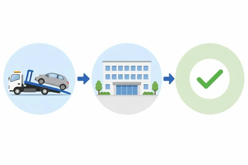 廃車手続きの流れを示すイラスト