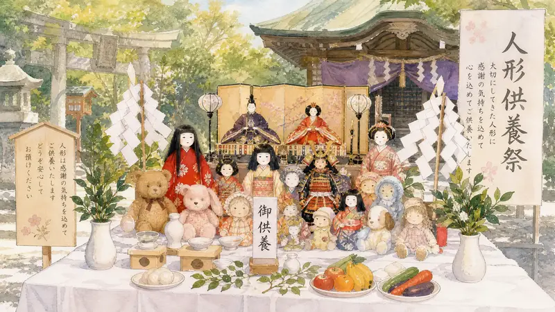 神社での人形供養祭のイメージ