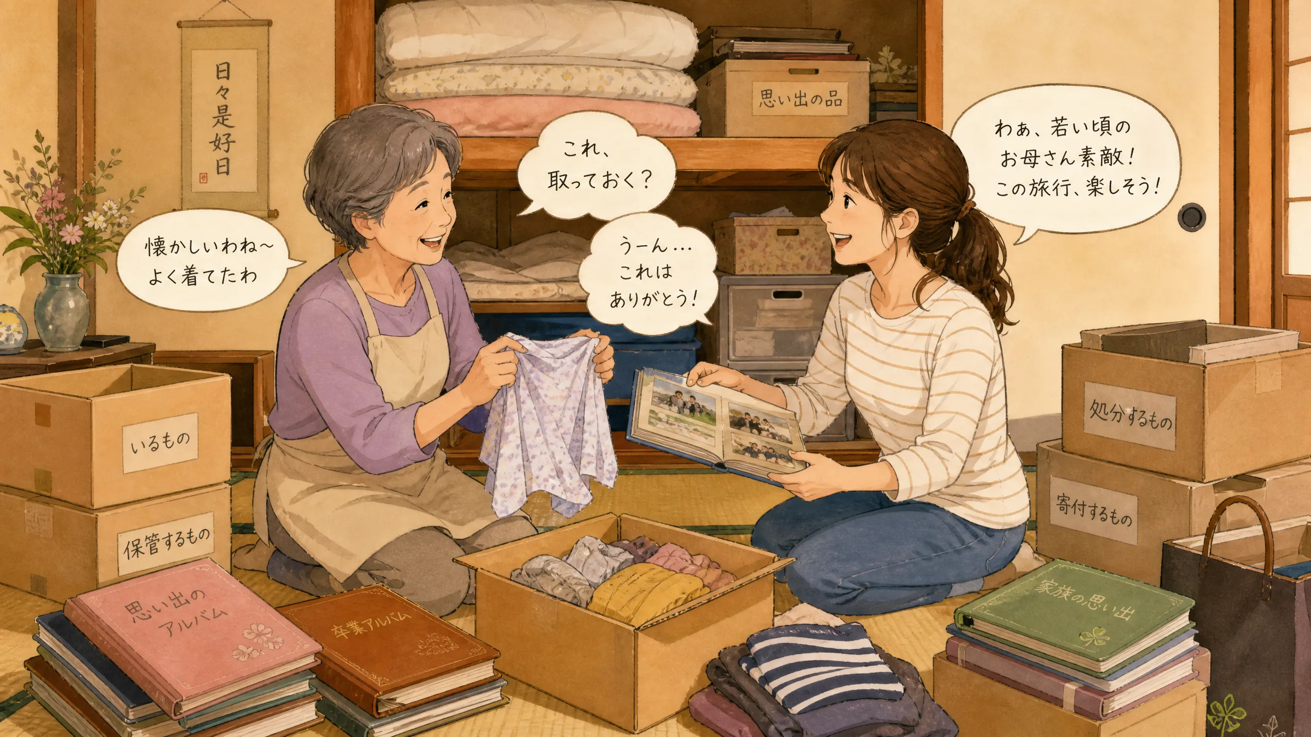 親の生前整理を手伝うイメージ