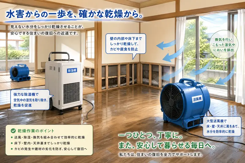水害復旧の消毒作業