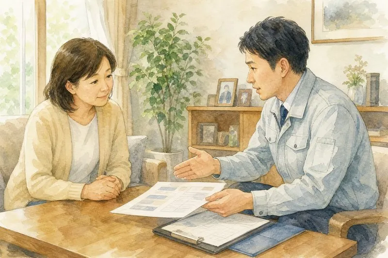 遺品整理業者との相談風景